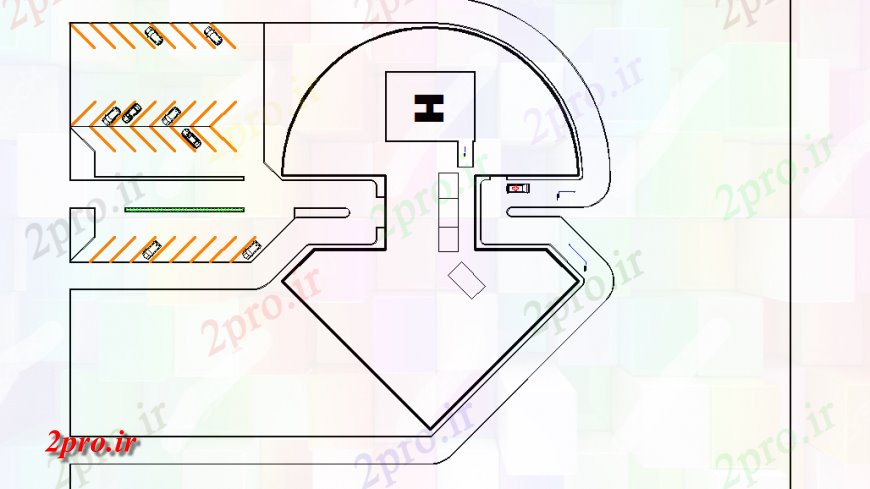 دانلود نقشه بیمارستان - درمانگاه - کلینیک پارکینگ دراز کردن طراحی 59 در 80 متر (کد126449)