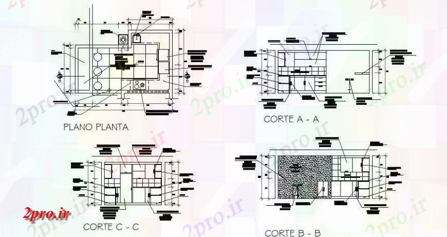 دانلود نقشه جزئیات طراحی ساخت آشپزخانه برنامه و جزئیات مقطعی از ساخت و ساز آشپزخانه بلوک 3 در 5 متر (کد126450)