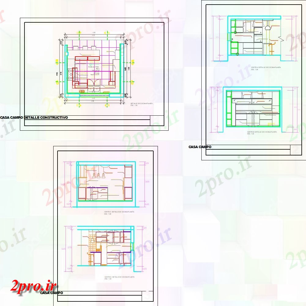 دانلود نقشه جزئیات طراحی ساخت آشپزخانه طرحی  دو بعدی  و بخش از بلوک ساخت و ساز آشپزخانه طرح (کد126452)