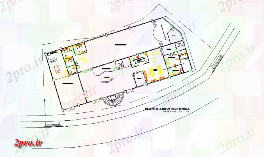 دانلود نقشه هایپر مارکت - مرکز خرید - فروشگاه طرحی طبقه تجاری در بهداشت و جزئیات حمام 21 در 32 متر (کد126468)