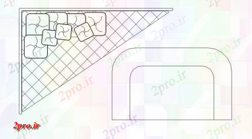 دانلود نقشه بلوک مبل راحتی گوشه ای مبل  صفحه نما   (کد126539)