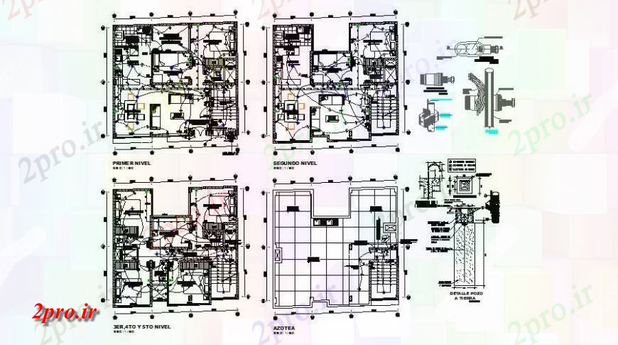 دانلود نقشه برق مسکونی همه جزئیات طرحی طبقه طرحی الکتریکی آپارتمان مسکن ساخت و ساز 9 در 9 متر (کد126607)