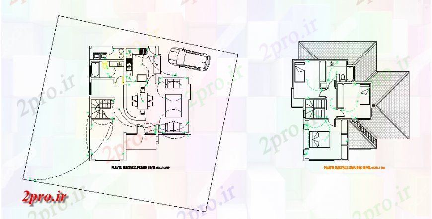 دانلود نقشه برق مسکونی طراحی نصب و راه اندازی برق خانه های جزئیات با منطقه طرح 10 در 11 متر (کد126676)