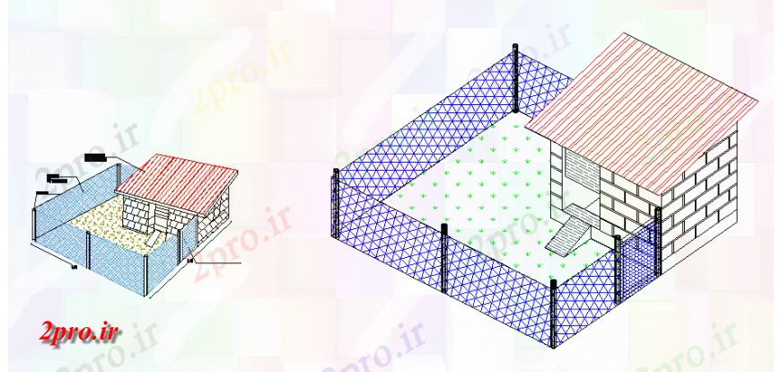 دانلود نقشه مسکونی  ، ویلایی ، آپارتمان  نمای ایزومتریک از خانه پرنده طراحی (کد126691)