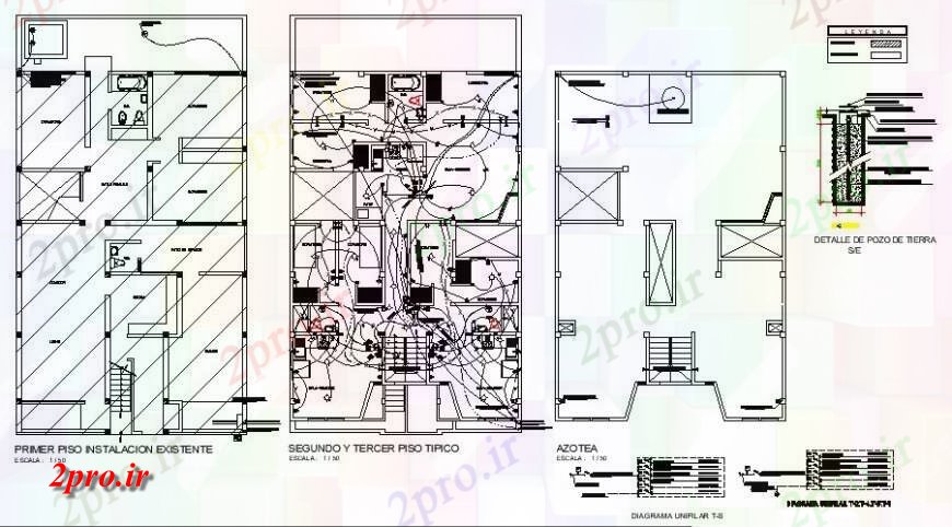 دانلود نقشه طراحی داخلی طرحی نصب و راه اندازی برق را در یک نمای دو بعدی   جزئیات آپارتمان   (کد126730)
