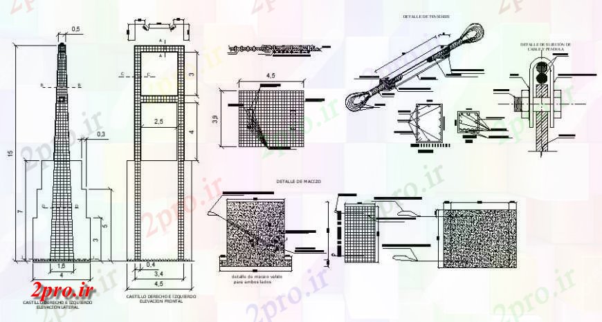 دانلود نقشه معماری معروف ساخت و ساز از جزئیات برج بلوک ساختاری  (کد126746)