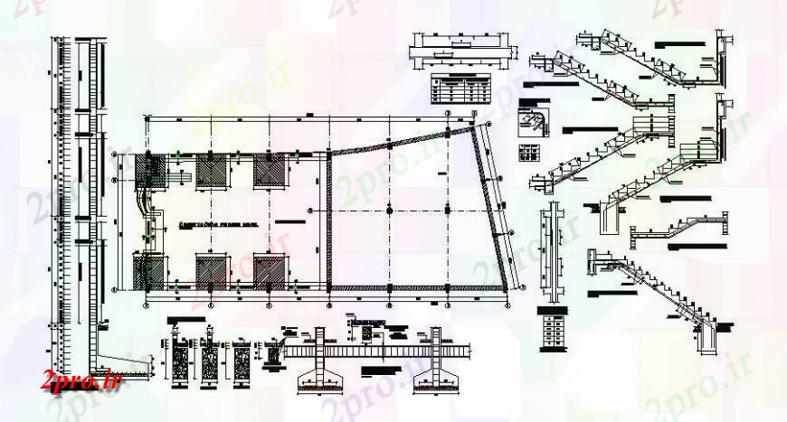 دانلود نقشه جزئیات پله و راه پله   راه پله ساخت و ساز و طرحی پایه جزئیات  دو بعدی   (کد126791)