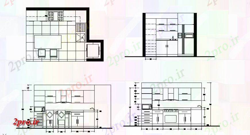 دانلود نقشه آشپزخانه طراحی داخلی آشپزخانه نما طراحی (کد126805)