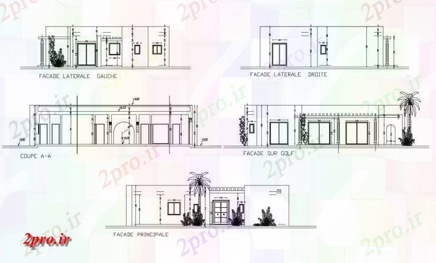 دانلود نقشه مسکونی  ، ویلایی ، آپارتمان  نما خانه جزئیات Resdiential و بخش  دو بعدی   (کد126831)