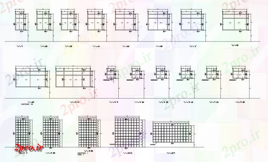 دانلود نقشه جزئیات طراحی در و پنجره  درب و پنجره واحد جزئیات  بلوک (کد126837)