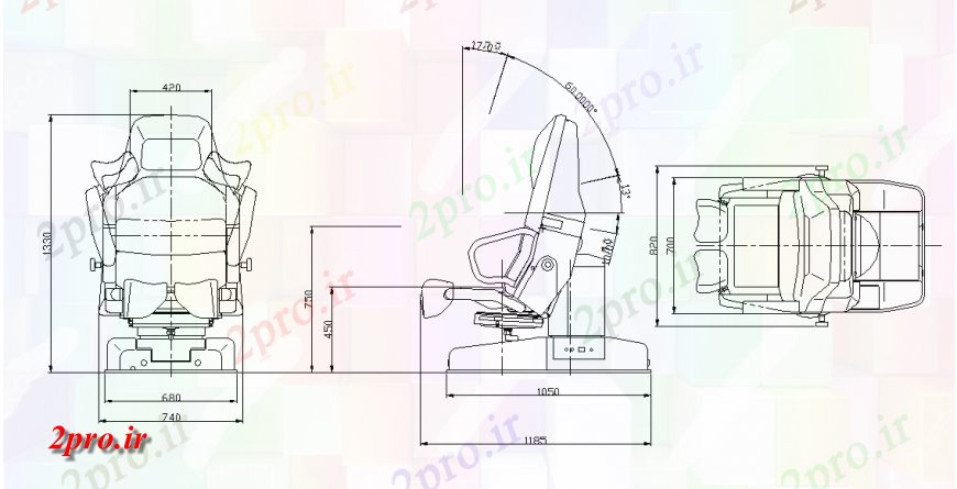 دانلود نقشه میز و صندلی طرحی صندلی بالینی و 2 با دید جانبی نمای (کد126860)
