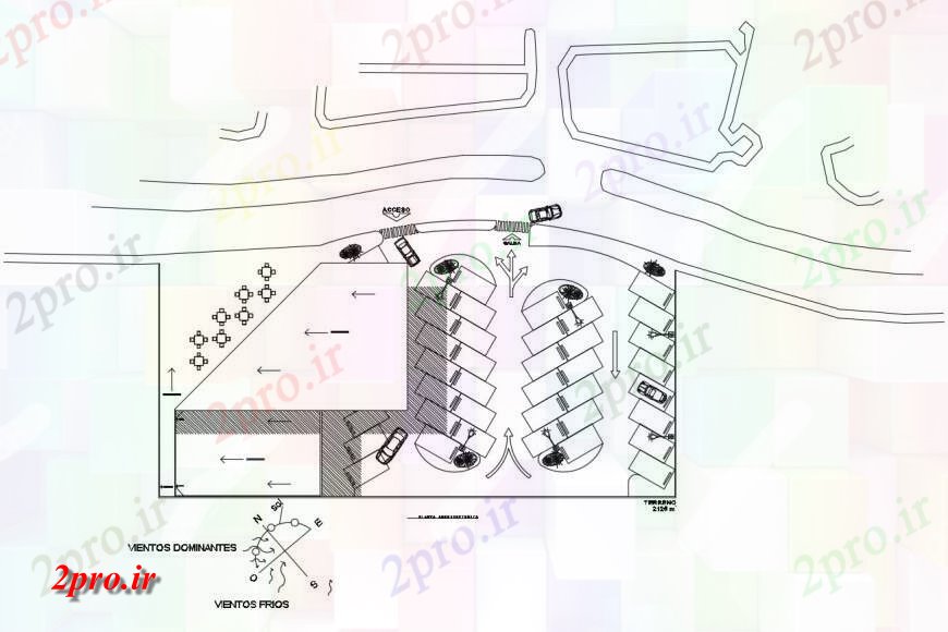 دانلود نقشه ساختمان اداری - تجاری - صنعتی جزئیات طرحی سیستم پارکینگ دو بعدی 20 در 32 متر (کد126886)