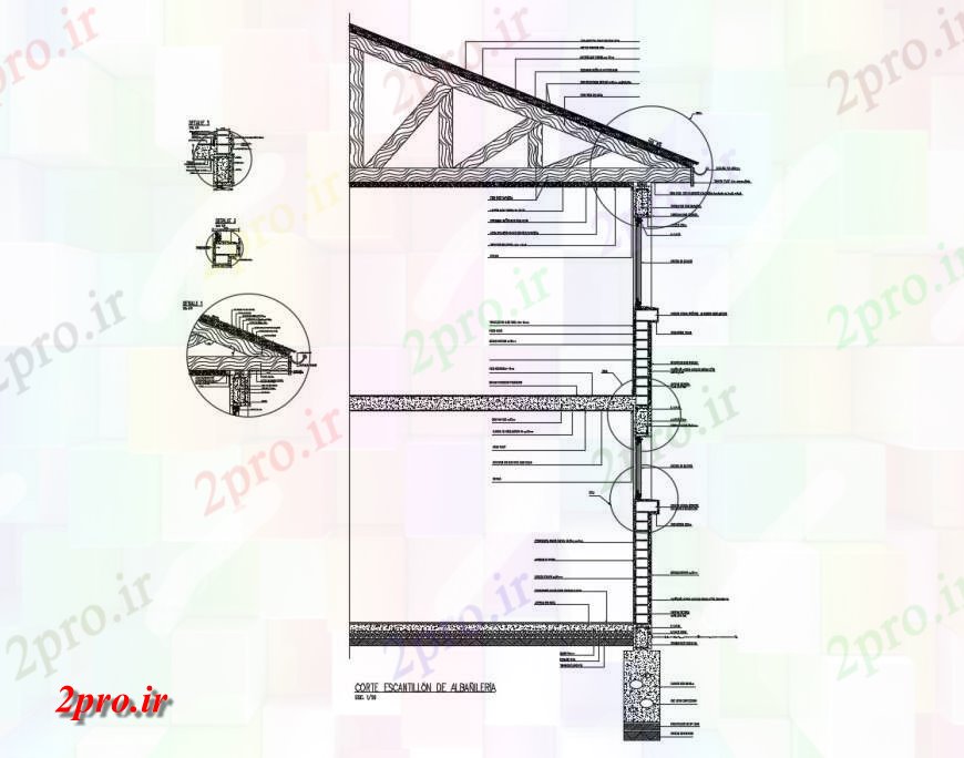 دانلود نقشه جزئیات ساخت و ساز جزئیات بخشی از ساختار بلوک ساخت و ساز (کد126892)