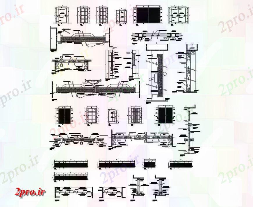 دانلود نقشه جزئیات طراحی در و پنجره  واحد ساخت و ساز های مختلف و درب پنجره های قدرت دو بعدی    اتوکد (کد126896)