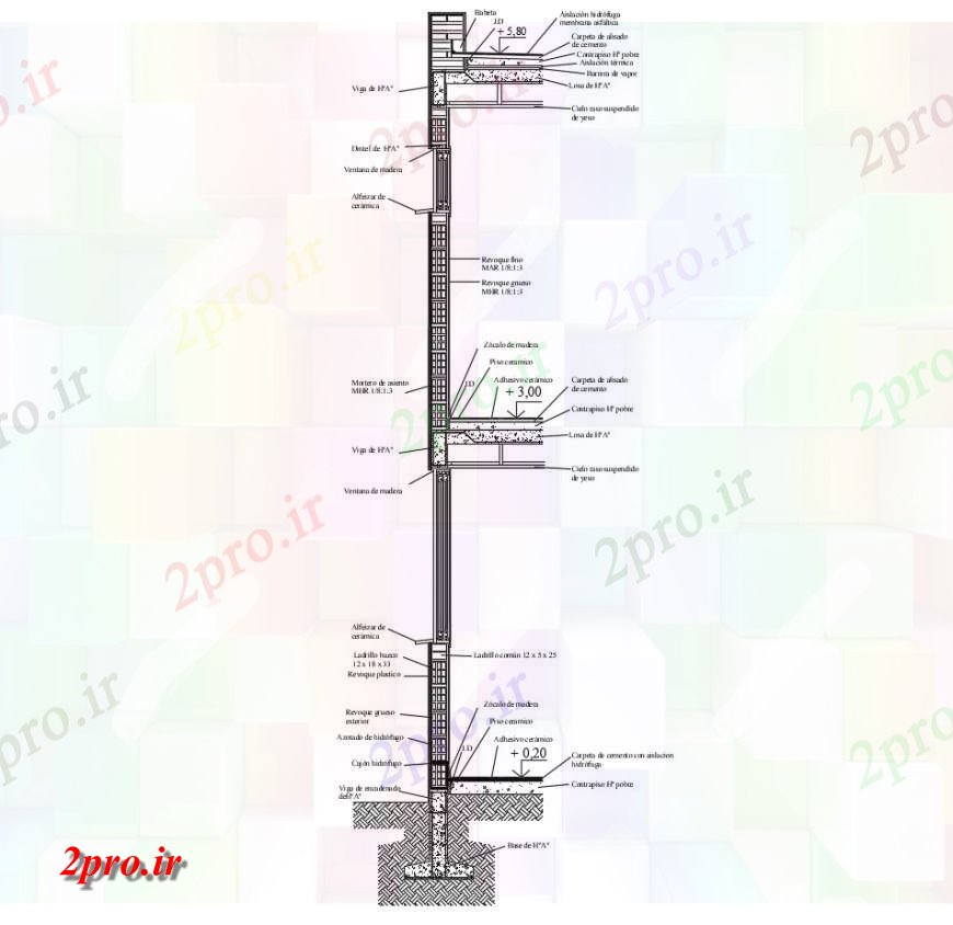 دانلود نقشه جزئیات ساخت و ساز دیوار برش از بخش  جزئیاتبلوک ساخت و ساز (کد126903)