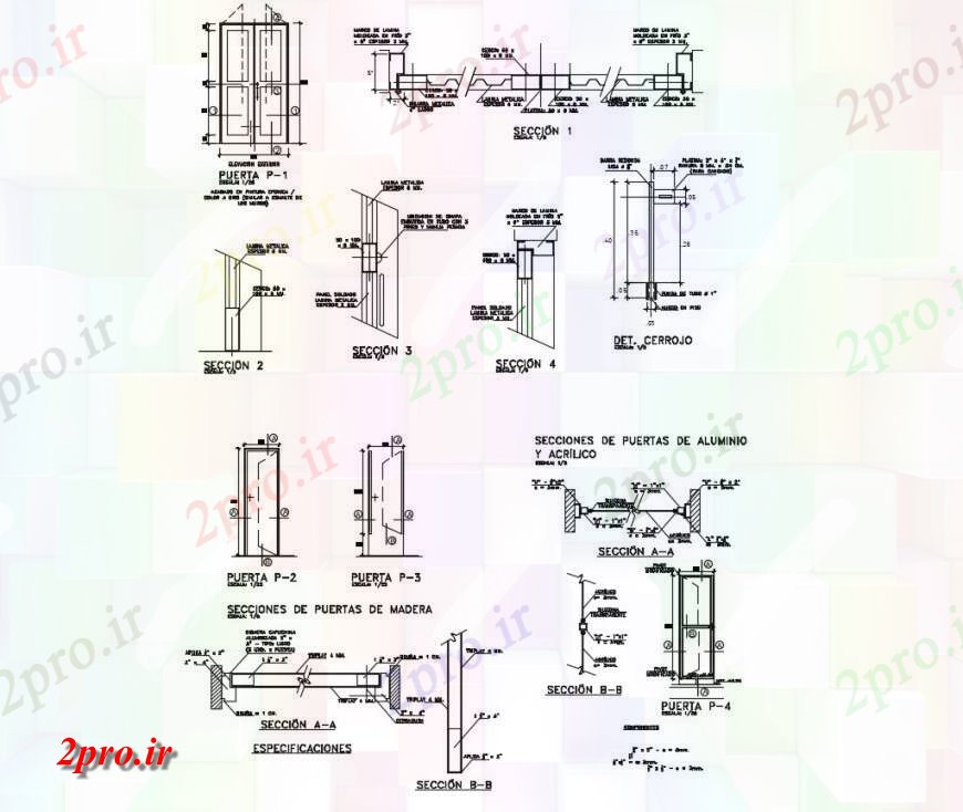 دانلود نقشه جزئیات طراحی در و پنجره  قدرت درب جزئیات  دو بعدی   چیدمان نما اتوکد (کد126909)