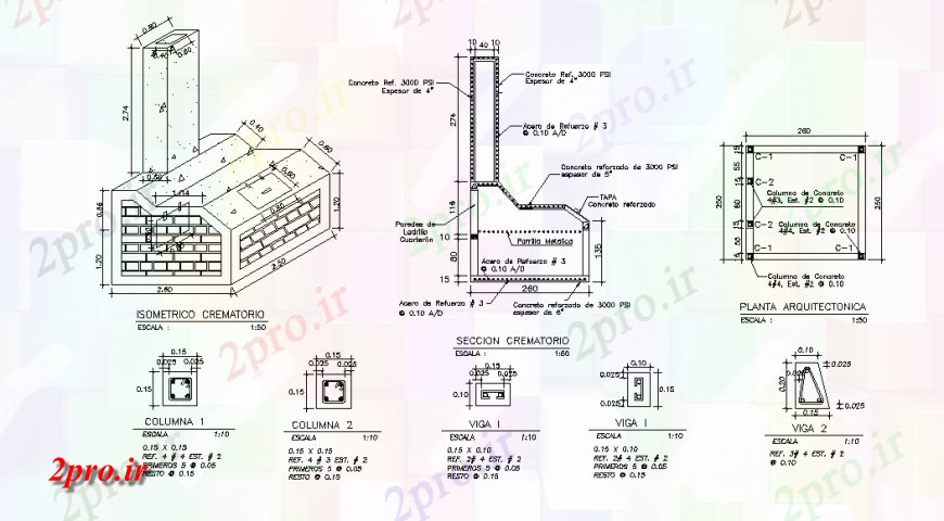 دانلود نقشه جزئیات ساخت و ساز ساختار ایزومتریک جزئیات طراحی و بخش برش (کد126921)