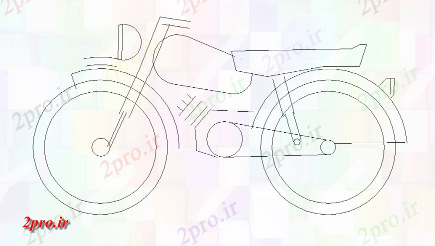 دانلود نقشه بلوک وسایل نقلیه ساده دوچرخه طراحی خط (کد126978)