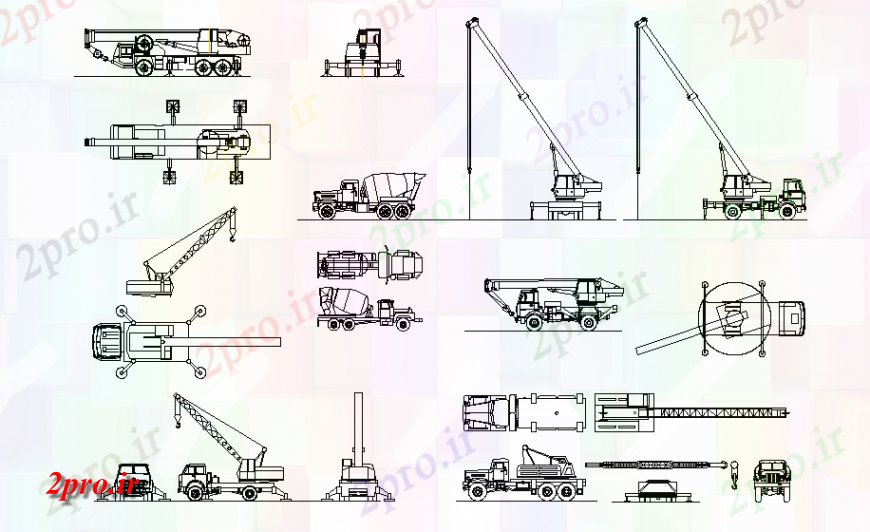 دانلود نقشه بلوک وسایل نقلیه Cosnstruction خودرو دو بعدی  طرحی بلوک (کد127058)