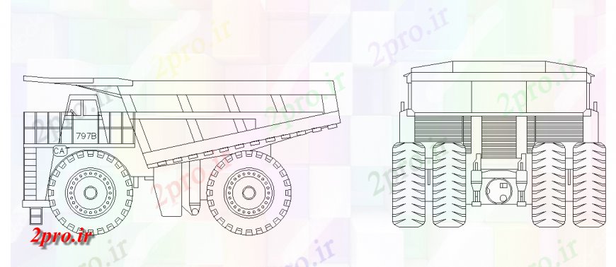 دانلود نقشه بلوک وسایل نقلیه Trector دو بعدی  بلوک جزئیات  (کد127085)