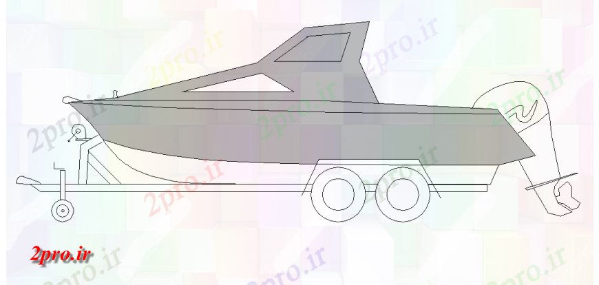 دانلود نقشه بلوک وسایل نقلیه جزئیات قایق دو بعدی  بلوک نمای (کد127092)