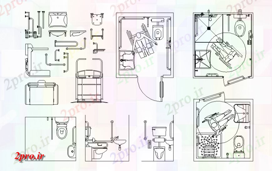 دانلود نقشه حمام مستر طرحی توالت غیر فعال رسم  (کد127146)