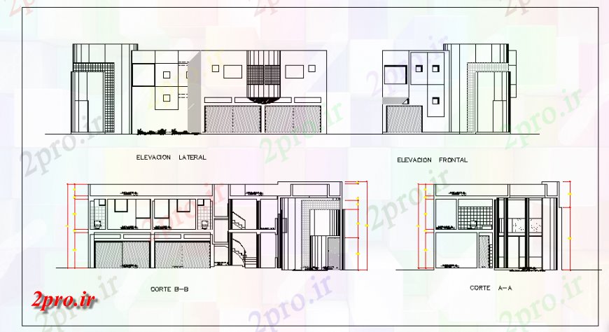 دانلود نقشه مسکونی  ، ویلایی ، آپارتمان  طراحی بخش Elevation- از تک خانواده طراحی خانه (کد127163)