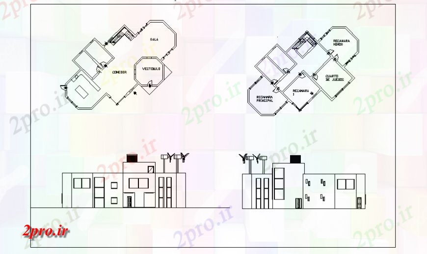 دانلود نقشه مسکونی  ، ویلایی ، آپارتمان  طرحی طبقه و نما طراحی معماری خانه پایدار طراحی (کد127169)