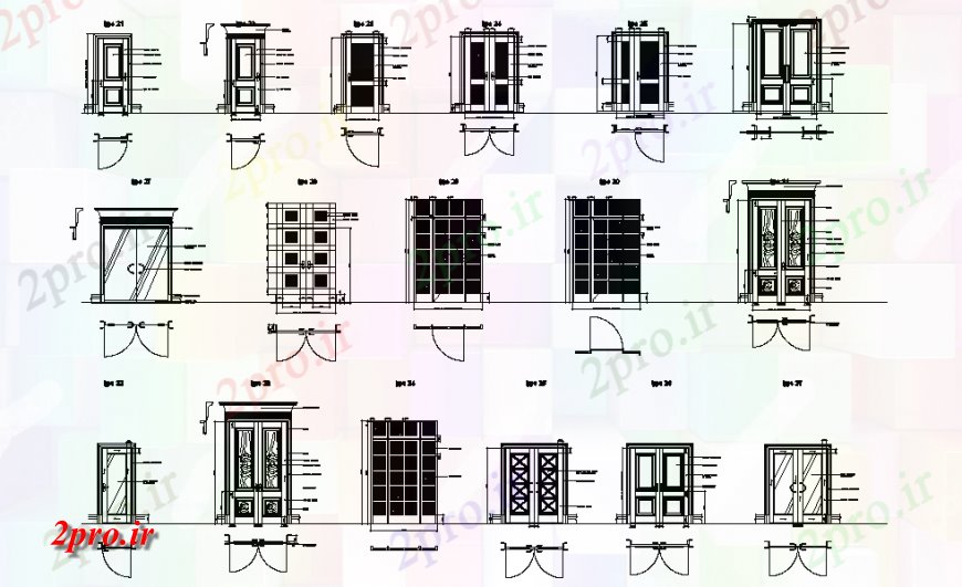 دانلود نقشه جزئیات طراحی در و پنجره  طرحی درب و نمای  (کد127184)