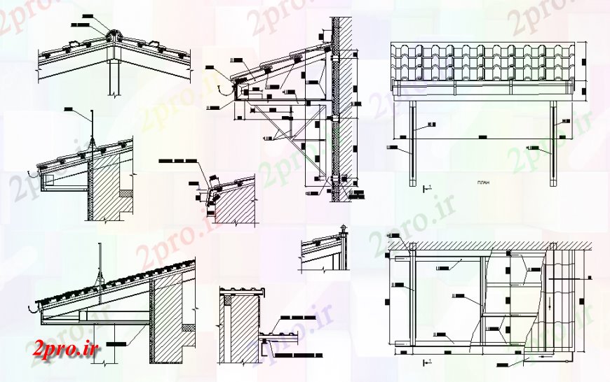 دانلود نقشه قالب اسکلت فلزی  جزئیات بخش فولاد سقف طراحی (کد127214)