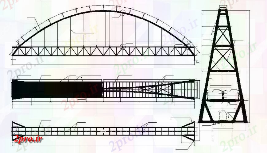 دانلود نقشه جزئیات ساخت پل پل نما، تمام بخش و خودکار  طرفه جزئیات  (کد127238)