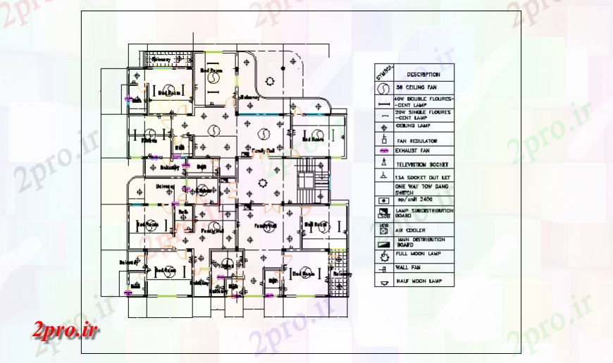 دانلود نقشه برق مسکونی طبقه اول طراحی طرحی نصب و راه اندازی برق خانه آپارتمان طراحی 21 در 22 متر (کد127263)