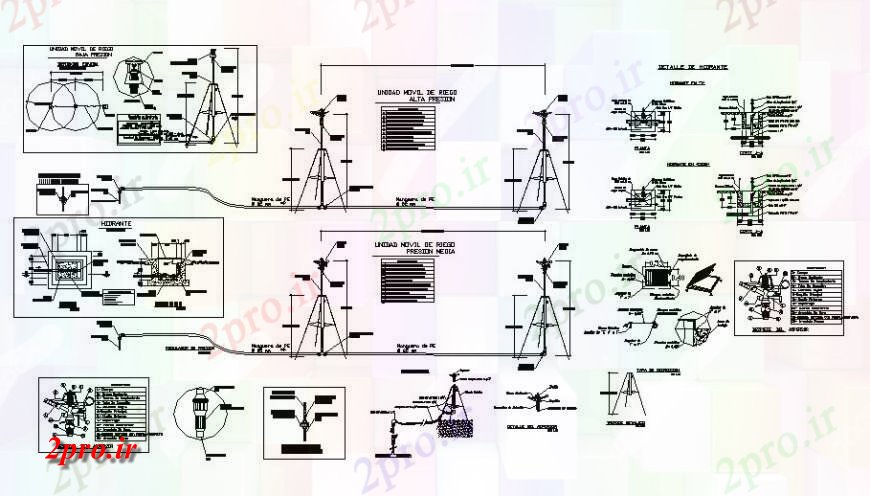 دانلود نقشه جزئیات لوله کشی آبیاری ماژول کم فشار واحد و ساختار جزئیات (کد127266)