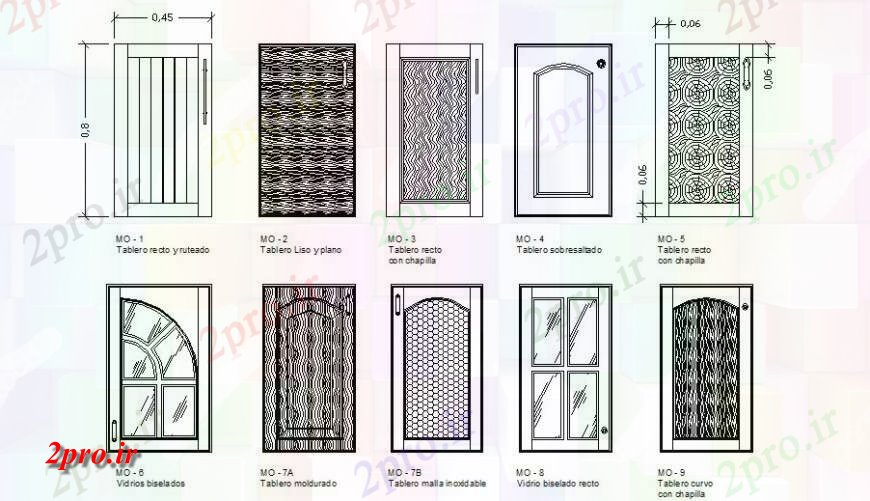 دانلود نقشه جزئیات طراحی در و پنجره  کلاسیک های چوبی درب بلوک نما  (کد127284)