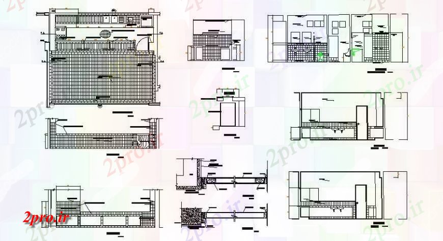 دانلود نقشه بلوک های بهداشتی بهداشتی طرحی بلوک جزئیات و نما  دو بعدی   (کد127302)