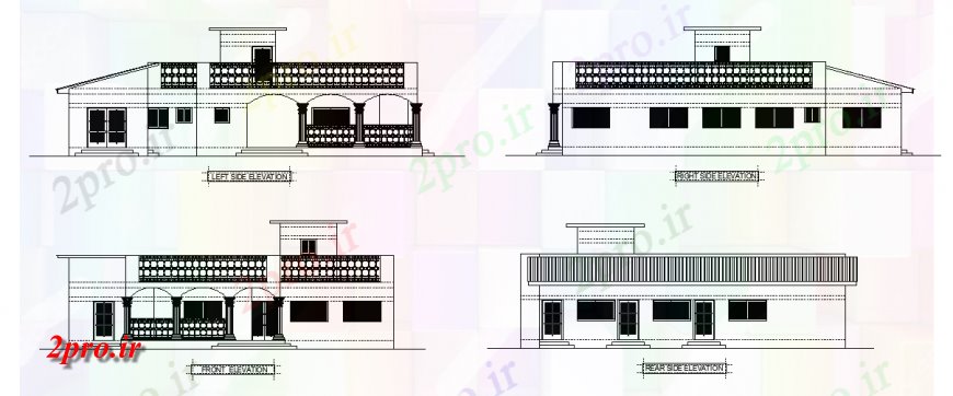 دانلود نقشه مسکونی  ، ویلایی ، آپارتمان  نما از طراحی ویلایی (کد127303)