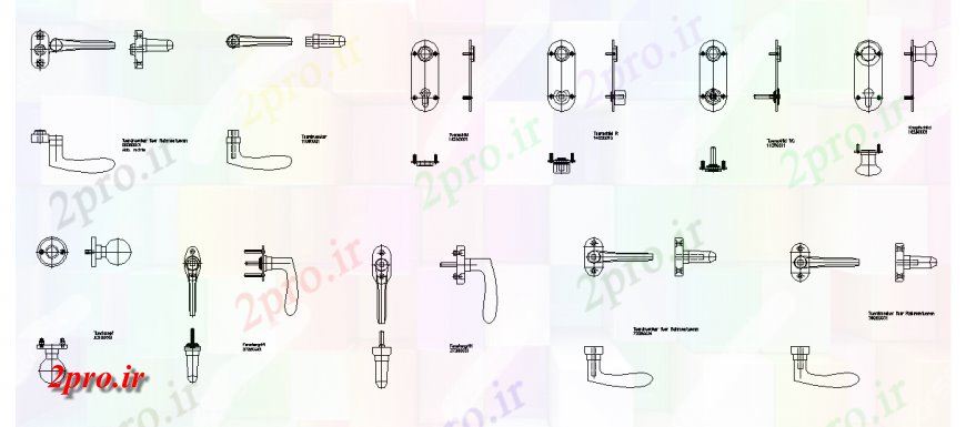 دانلود نقشه جزئیات طراحی در و پنجره  درب نوع مختلف دسته بلوک (کد127378)