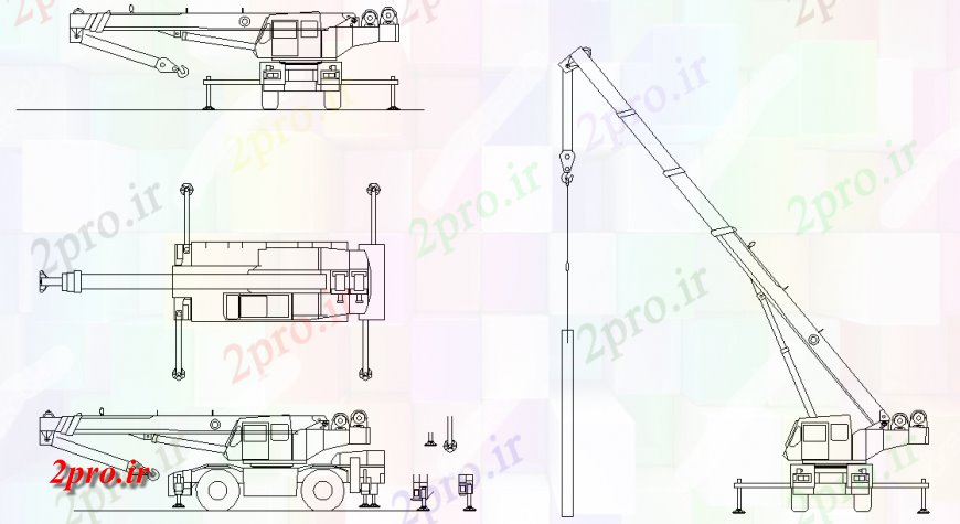 دانلود نقشه بلوک وسایل نقلیه ساخت و ساز جرثقیل خودرو بلوک طراحی (کد127379)