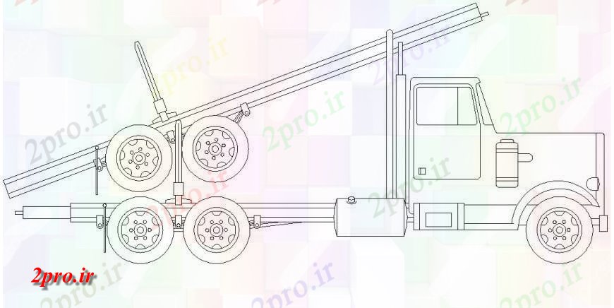 دانلود نقشه بلوک وسایل نقلیه  دو بعدی  از تریلر کامیون خودرو   طرحی  (کد127451)