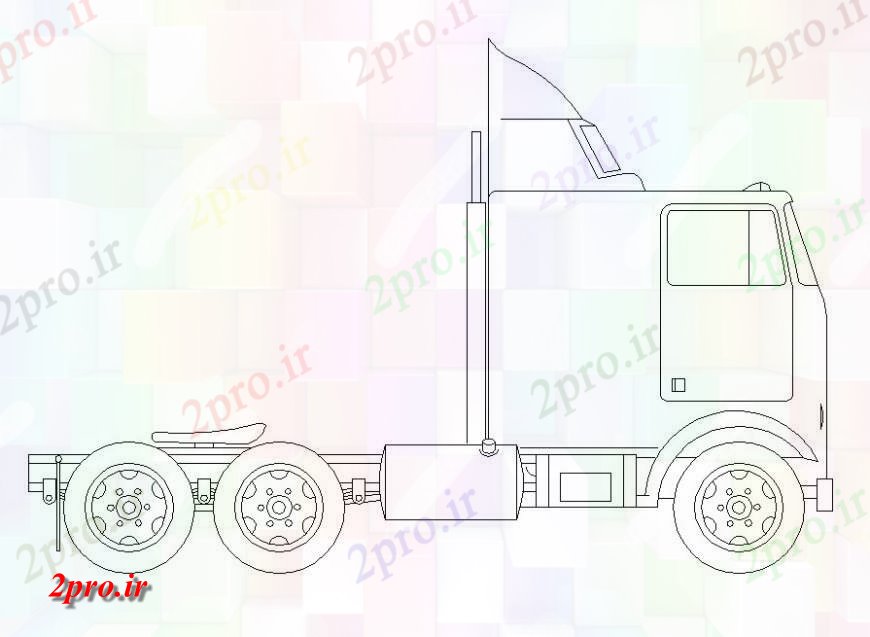 دانلود نقشه بلوک وسایل نقلیه  دو بعدی  کامیون تریلر حامل بلوک جزئیات  طرح (کد127453)