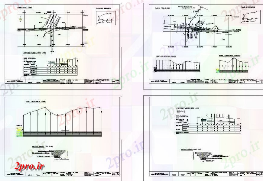 دانلود نقشه جزئیات ساخت پل طرحی بخش پل و سطح گراف طرحی جزئیات (کد127467)