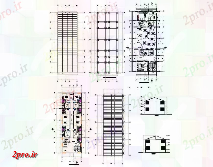 دانلود نقشه طراحی اتوکد پایه بنیاد به کار طرحی مبلمان خانگی و نما 8 در 24 متر (کد127485)