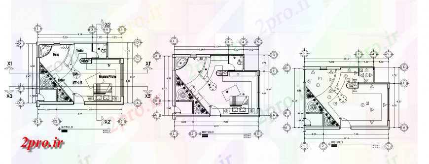 دانلود نقشه هتل - رستوران - اقامتگاه اتاق خواب هتل طرحی داخلی طراحی اتوکد 6 در 9 متر (کد127506)