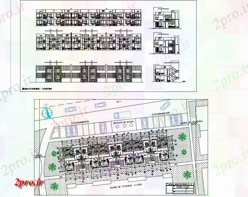 دانلود نقشه ساختمان اداری - تجاری - صنعتی برنامه ریزی طرحی بزرگ، نما و بخش ساختمان تجاری جزئیات 10 در 45 متر (کد127545)