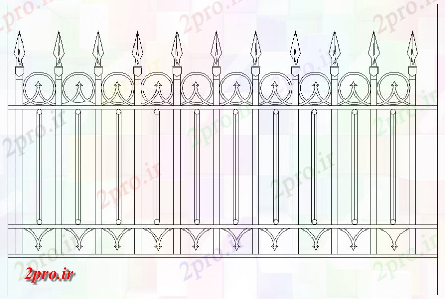 دانلود نقشه بلوک مبلمان دروازه مشترک و یا راه پله و نرده مقابل بلوک نما  جزئیات (کد127564)