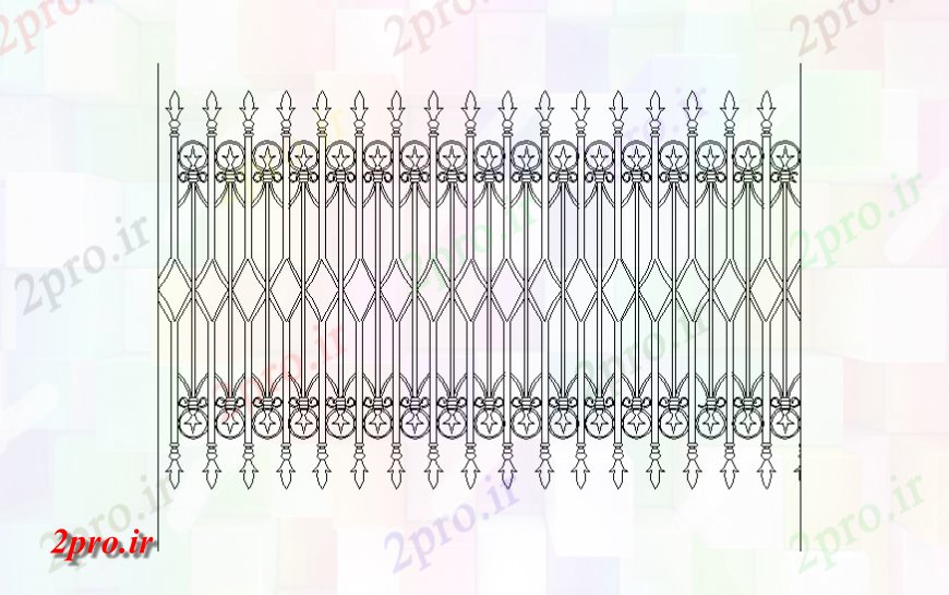 دانلود نقشه بلوک مبلمان پویا نرده مقابل بلوک نما  جزئیات (کد127570)