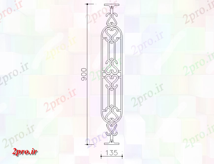 دانلود نقشه بلوک مبلمان  طراحی نما جلو از طراحی نرده (کد127596)