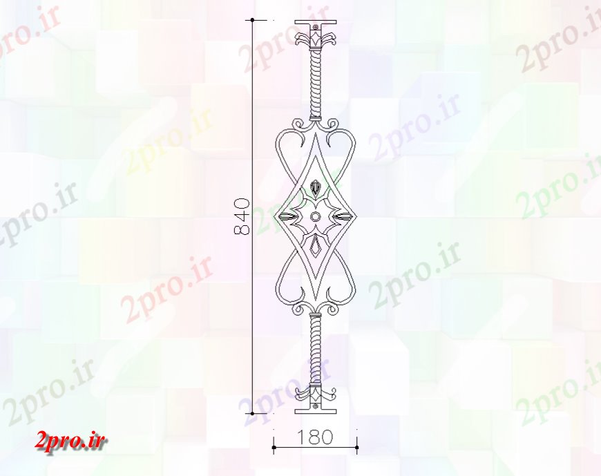 دانلود نقشه بلوک مبلمان گل الگوی نرده   (کد127600)