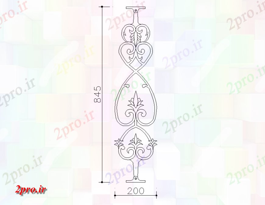 دانلود نقشه بلوک مبلمان برگ نرده الگوی بلوک طراحی  (کد127603)