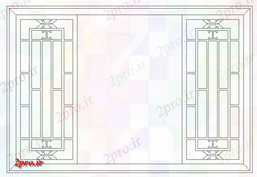 دانلود نقشه جزئیات طراحی در و پنجره  بزرگ  پنجره جلو نما  چوبی (کد127621)